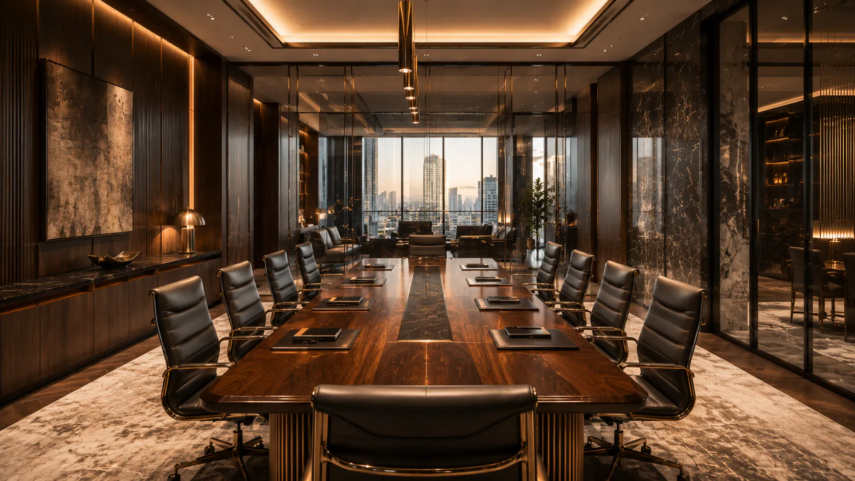 Main conference room with marble table