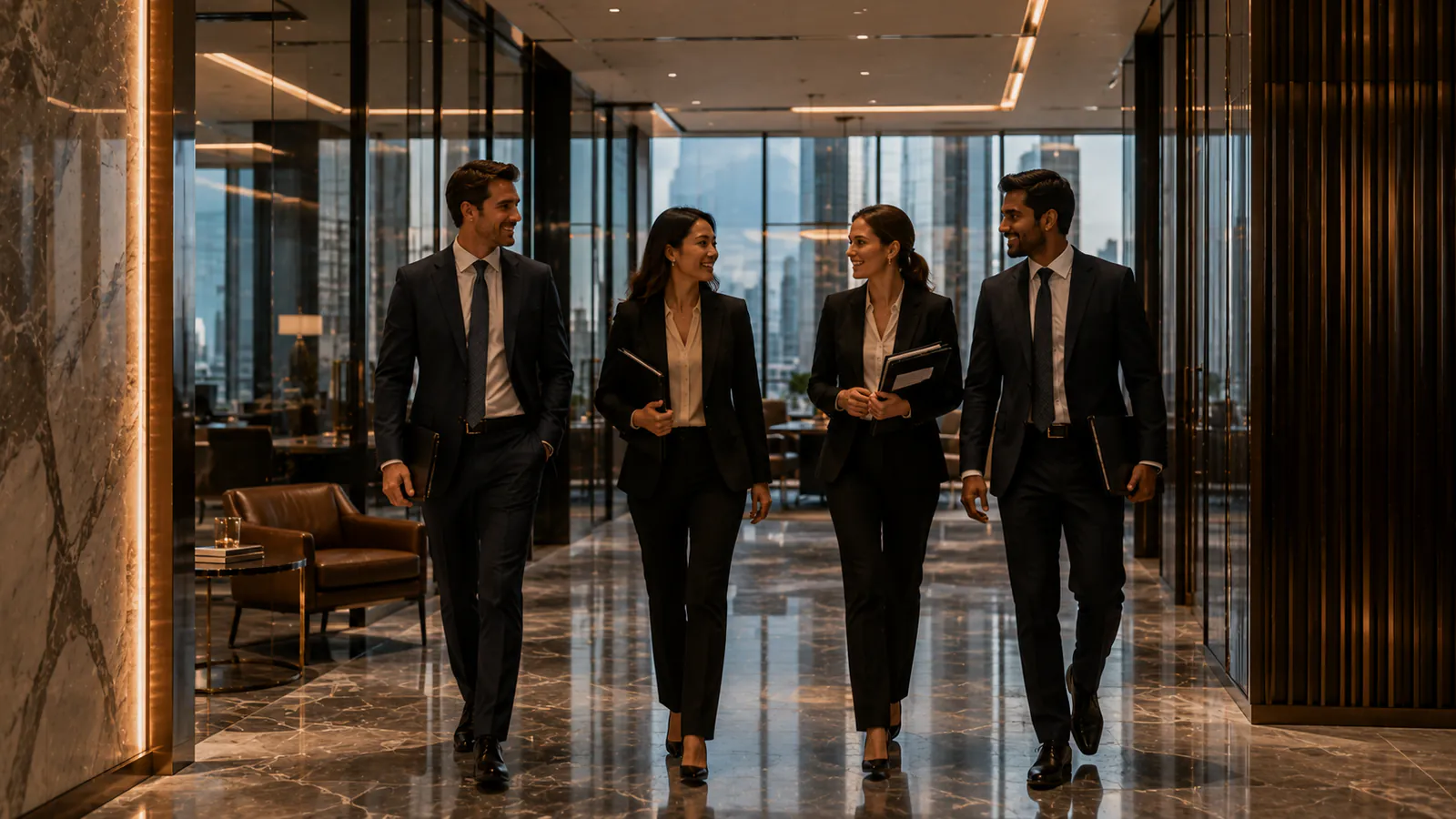 Blackstone lawyers in conversation on the collaboration floor