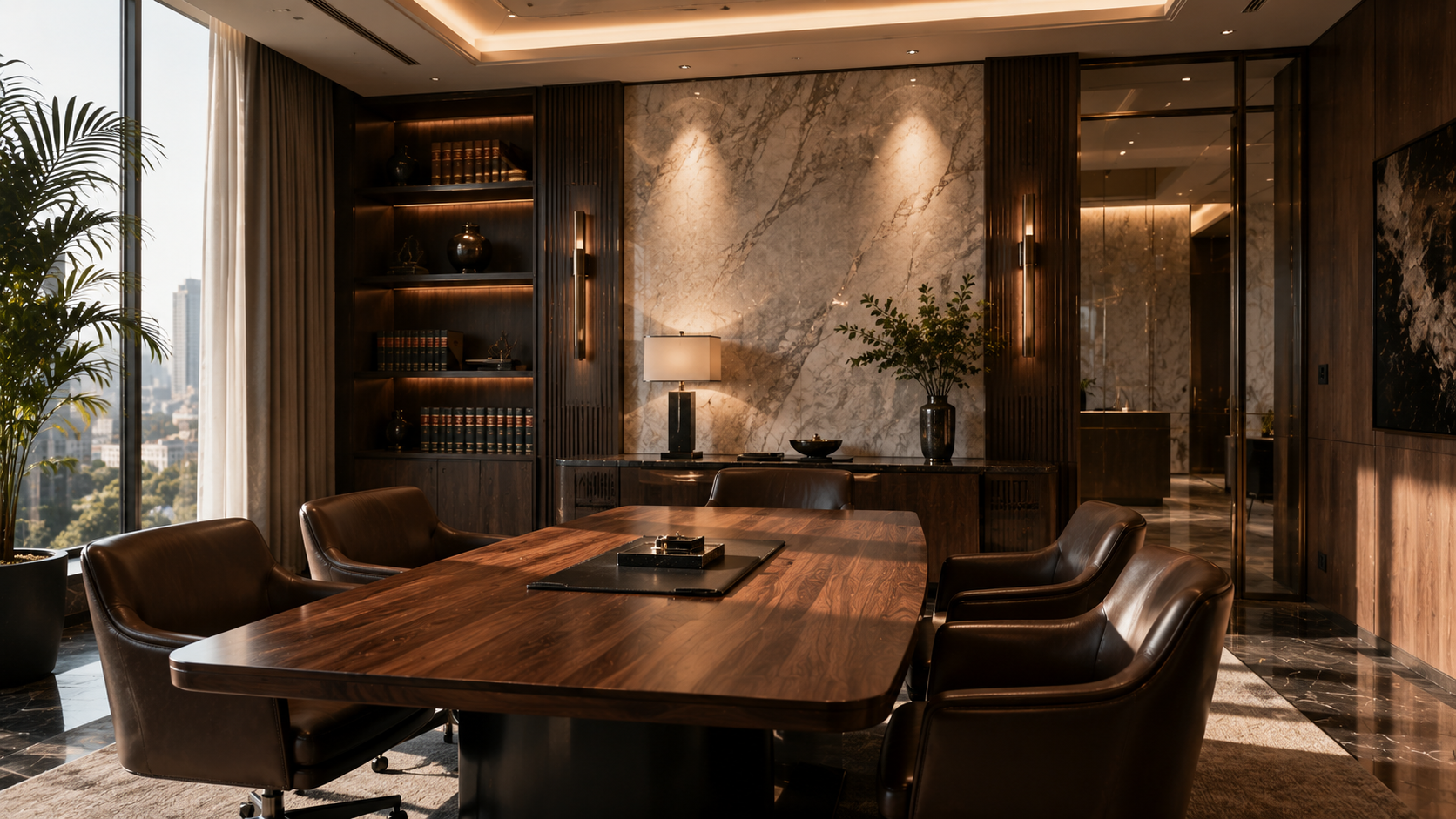 A private Blackstone consultation room prepared for a client meeting